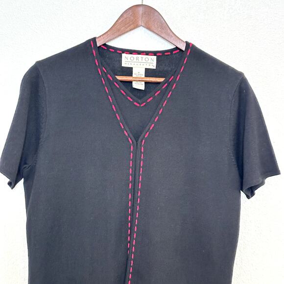 VTG NORTON MCNAUGHTON Cardigan Top Set Black Size M Classic Casual Eclectic Chic - Picture 2 of 9